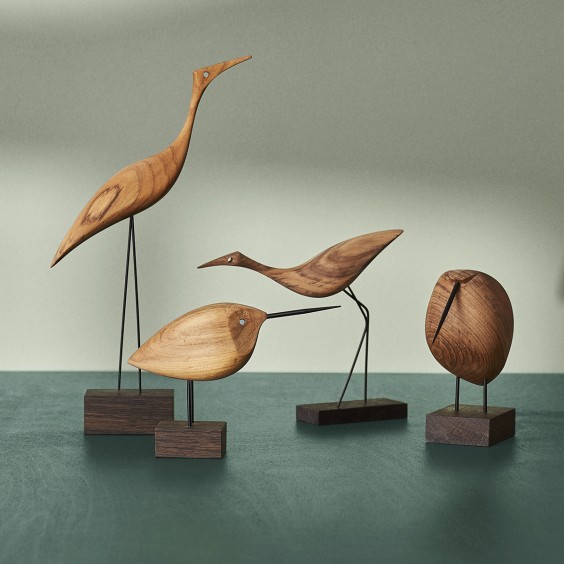 Beak Bird Tall Heron statuetta in legno Warm Nordic - Agof Store